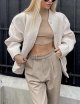 Women's oversized wool blend jacket with buckle pocket